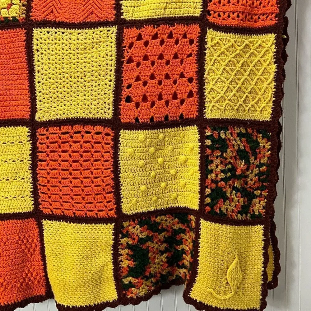 VINTAGE 70’s Handmade Crochet Afghan Blanket